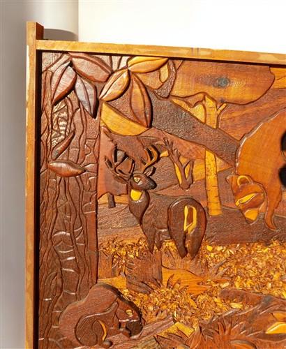 Wooden Carving - 3D Wooden Relief Carving, North American Wildlife, Rustic Carved Wood Folk Art by The Old Grainery (3D, a...