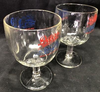 Deters Dairy Farm Stemed Goblet Quincy Illinois, Vintage Milk Advertising Glass,