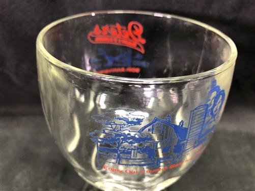 Deters Dairy Farm Stemed Goblet Quincy Illinois, Vintage Milk Advertising Glass,