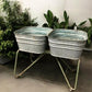 Wash Tubs - Wheeling Galvanized Double Wash Tub, Beer Cooler, Flower Pot Stand Bucket A29, by The Old Grainery (Americana,...