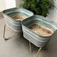 Wash Tubs - Wheeling Galvanized Double Wash Tub, Beer Cooler, Flower Pot Stand Bucket A29, by The Old Grainery (Americana,...