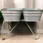 Wash Tubs - Wheeling Galvanized Double Wash Tub, Beer Cooler, Flower Pot Stand Bucket A29, by The Old Grainery (Americana,...