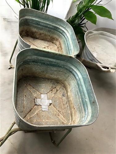 Wash Tubs - Wheeling Galvanized Double Wash Tub, Beer Cooler, Flower Pot Stand Bucket A29, by The Old Grainery (Americana,...