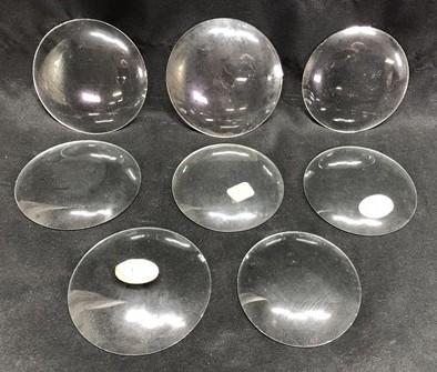 Clock parts - 8 Vintage Convex Curved Dome Glass Clock Faces, Glass Replacement Parts Lot C, by The Old Grainery (Clear, c...