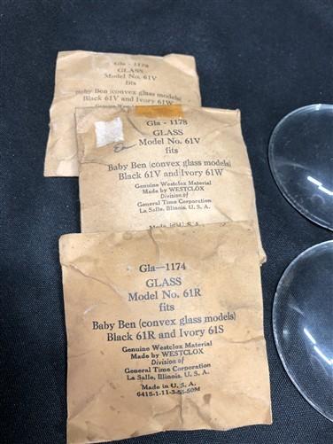 12 Vintage Convex Curved Dome Glass Clock Faces, Glass Replacement Parts Lot H,