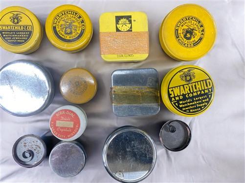 Watch parts - Swartchild Tins More Watchmaker Supply Part, Pocket Wrist Watch Movements, by The Old Grainery (advertising...