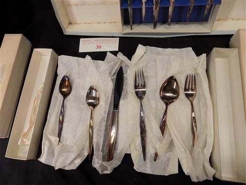 Flat ware - Oneida Community Flight Silverplate, NIB Silverware Place Setting, Serving Set by The Old Grainery (51 pieces,...
