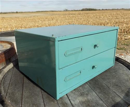 File Cabinet - 2 Drawer Watch Part Metal File Cabinet, Vintage Organizer, Craft Part Storage E, by The Old Grainery (2 dra...