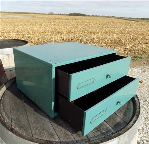 File Cabinet - 2 Drawer Watch Part Metal File Cabinet, Vintage Organizer, Craft Part Storage E, by The Old Grainery (2 dra...