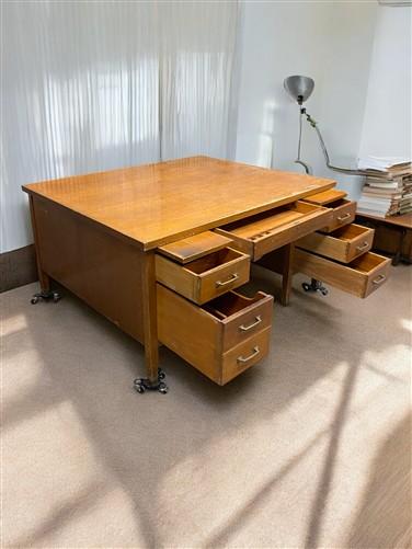 Desk - 5' Oak Partner Desk, Vintage Executive Wooden Desk, Teacher's Mid Century Desk by The Old Grainery (5' Desk, Comput...