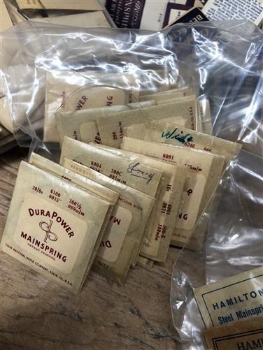 Watch parts - Watch Mainsprings Lot, NOS Watch Component Movement Parts, Replacement Parts, by The Old Grainery (black shi...