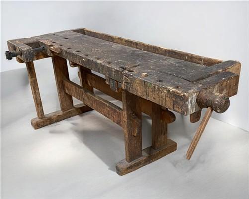 Workbench - Rustic Work table, Vintage Carpenter's Workbench, Woodworking Console Table, T by The Old Grainery (Carpenter...