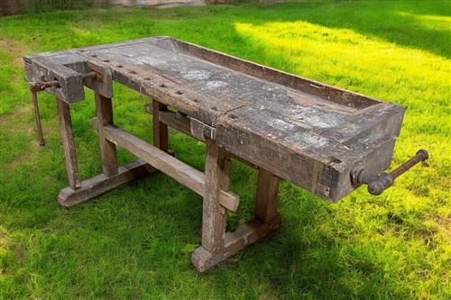 Workbench - Rustic Work table, Vintage Carpenter's Workbench, Woodworking Console Table, U by The Old Grainery (Carpenter...