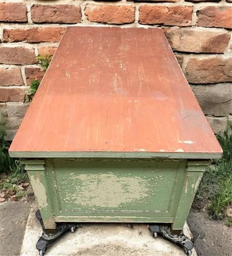 Heavy Duty Workbench, Vintage Rustic Work Table, Factory Work Table Cabinet, A