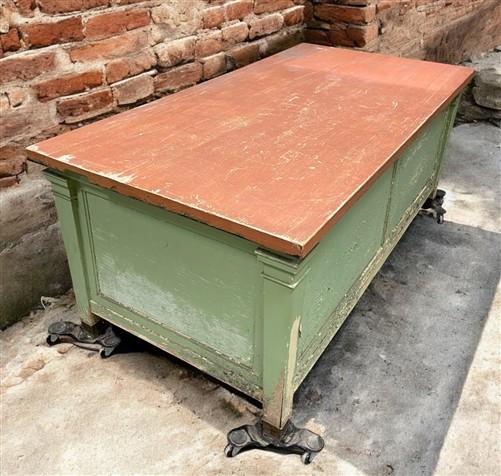 Heavy Duty Workbench, Vintage Rustic Work Table, Factory Work Table Cabinet, A