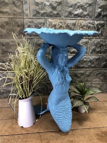 Mermaid Birdbath, Cast Aluminum Statue, Nautical, Pool Beach Decor, Mermaid H