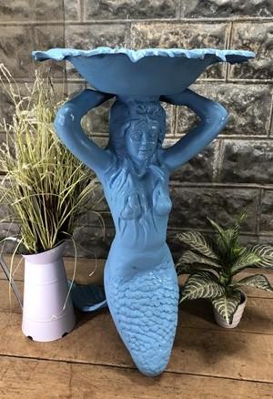 Mermaid Birdbath, Cast Aluminum Statue, Nautical, Pool Beach Decor, Mermaid H