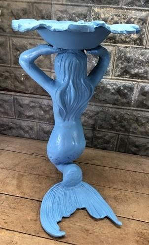 Mermaid Birdbath, Cast Aluminum Statue, Nautical, Pool Beach Decor, Mermaid H