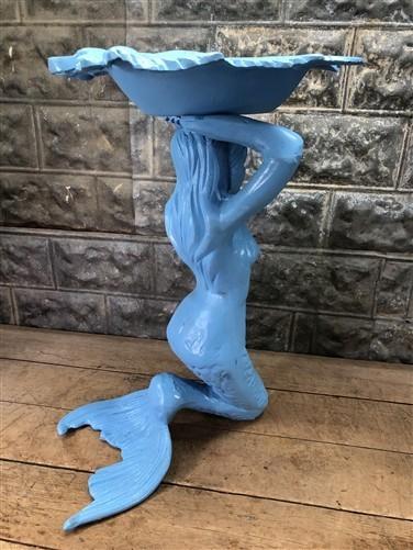 Mermaid Birdbath, Cast Aluminum Statue, Nautical, Pool Beach Decor, Mermaid H