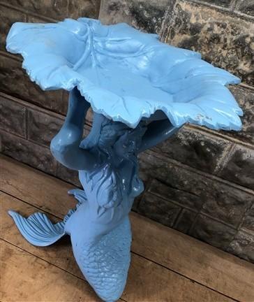 Mermaid Birdbath, Cast Aluminum Statue, Nautical, Pool Beach Decor, Mermaid H