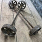 Cast iron wheels - 4 Factory Cart Wheels & 2 Axles Cast Iron Vintage Lineberry Industrial Wheel A43 by The Old Grainery (5...