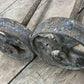 Cast iron wheels - 4 Factory Cart Wheels & 2 Axles Cast Iron Vintage Lineberry Industrial Wheel A43 by The Old Grainery (5...