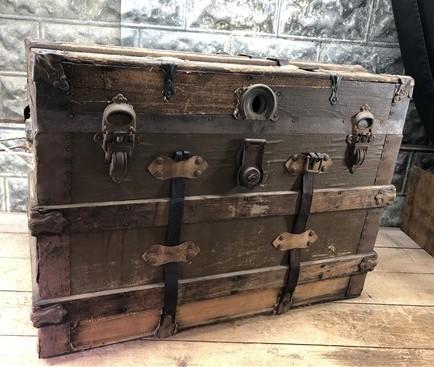 Wooden Immigrant Trunk, Carpenters Tool Chest, Crate Box Vintage R,