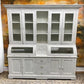 Kitchen Hutch Cabinet - Curved Door White Wood Kitchen Hutch Cabinet, Pantry Cupboard, Storage, J by The Old Grainery (Bac...