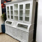 Kitchen Hutch Cabinet - Curved Door White Wood Kitchen Hutch Cabinet, Pantry Cupboard, Storage, J by The Old Grainery (Bac...