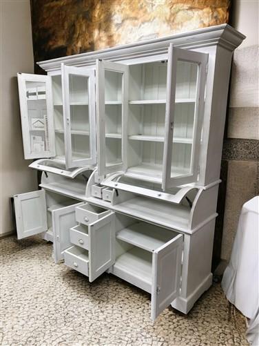 Kitchen Hutch Cabinet - Curved Door White Wood Kitchen Hutch Cabinet, Pantry Cupboard, Storage, J by The Old Grainery (Bac...