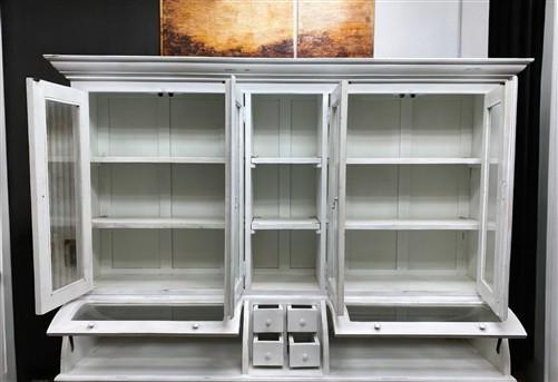 Kitchen Hutch Cabinet - Curved Door White Wood Kitchen Hutch Cabinet, Pantry Cupboard, Storage, J by The Old Grainery (Bac...