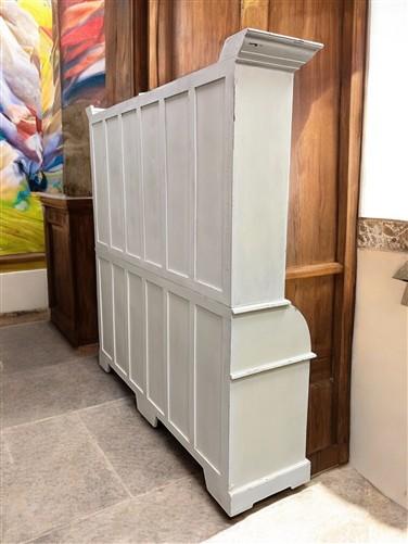 Kitchen Hutch Cabinet - Curved Door White Wood Kitchen Hutch Cabinet, Pantry Cupboard, Storage, J by The Old Grainery (Bac...