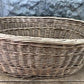 Oval Wicker Basket, Vintage German Woven Rattan Basket, Storage Organizer A15,