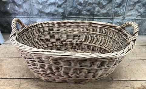 Oval Wicker Basket, Vintage German Woven Rattan Basket, Storage Organizer A15,