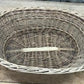 Oval Wicker Basket, Vintage German Woven Rattan Basket, Storage Organizer A15,
