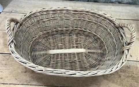 Oval Wicker Basket, Vintage German Woven Rattan Basket, Storage Organizer A15,