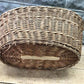 Oval Wicker Basket, Vintage German Woven Rattan Basket, Storage Organizer A15,