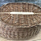 Oval Wicker Basket, Vintage German Woven Rattan Basket, Storage Organizer A15,