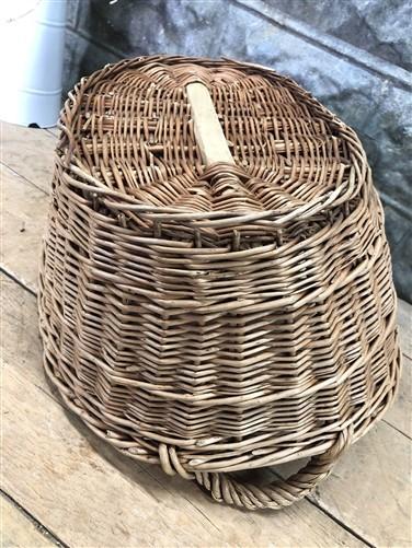 Oval Wicker Basket, Vintage German Woven Rattan Basket, Storage Organizer A15,