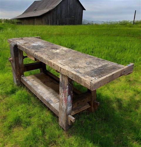 Workbench - Rustic Work table, Vintage Carpenter's Workbench, Woodworking Console Table, Y by The Old Grainery (Carpenter...
