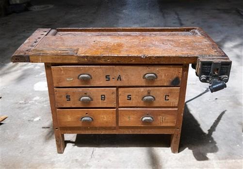 Workbench - Rustic Work table, Vintage Carpenter's Workbench, Woodworking Console Table, A1 by The Old Grainery (Carpenter...