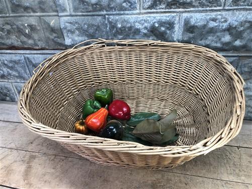 Basket - Oval Wicker Basket, Vintage German Woven Rattan Basket, Storage Organizer A19, by The Old Grainery (Adults, All O...