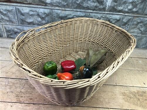 Basket - Oval Wicker Basket, Vintage German Woven Rattan Basket, Storage Organizer A19, by The Old Grainery (Adults, All O...