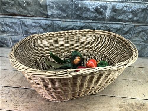 Basket - Oval Wicker Basket, Vintage German Woven Rattan Basket, Storage Organizer A19, by The Old Grainery (Adults, All O...