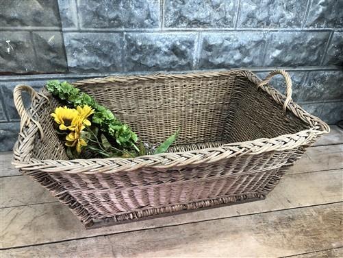 Rectangular Wicker Basket, Vintage German Woven Basket, Storage Organizer C41,