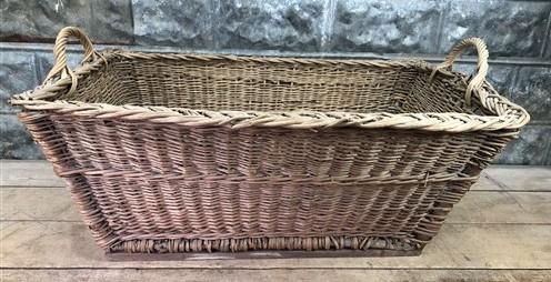 Rectangular Wicker Basket, Vintage German Woven Basket, Storage Organizer C41,