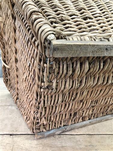 Rectangular Wicker Basket, Vintage German Woven Basket, Storage Organizer C41,