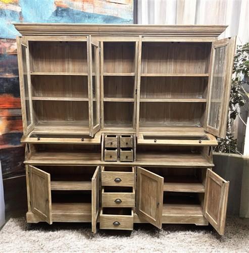 Kitchen Hutch Cabinet - Curved Door Natural Wood Kitchen Hutch Cabinet, Pantry Cupboard, Storage J by The Old Grainery (Ba...