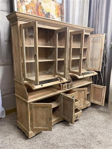 Kitchen Hutch Cabinet - Curved Door Natural Wood Kitchen Hutch Cabinet, Pantry Cupboard, Storage J by The Old Grainery (Ba...