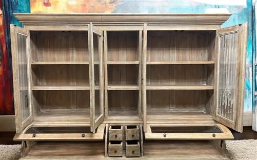 Kitchen Hutch Cabinet - Curved Door Natural Wood Kitchen Hutch Cabinet, Pantry Cupboard, Storage J by The Old Grainery (Ba...